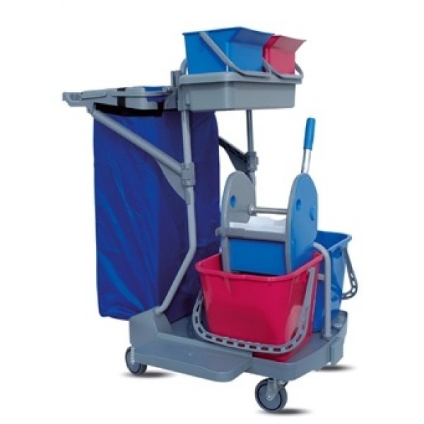 Carucior cu doua galeti de 15L, storcator, doua galeti de 6L si suport pentru sac de 120L Carucior cu doua galeti de 15L, storcator, doua galeti de 6L si suport pentru sac de 120L